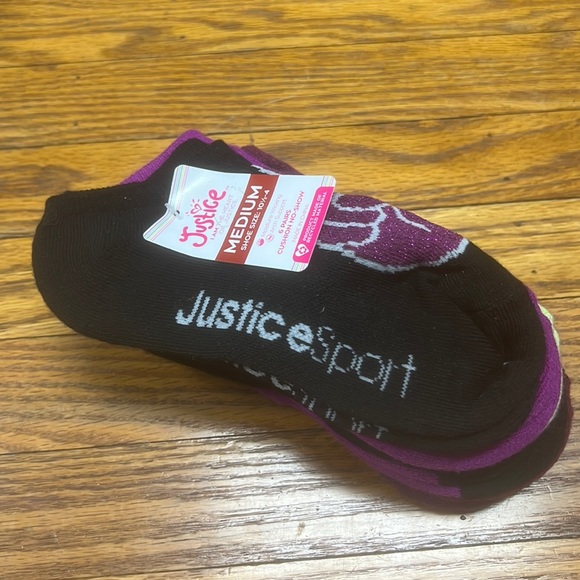 ❤️5/$25❤️2/$15❤️ JUSTICE SPORT | 6 pairs cushion no-show socks PURPLE/BLK - Picture 2 of 6